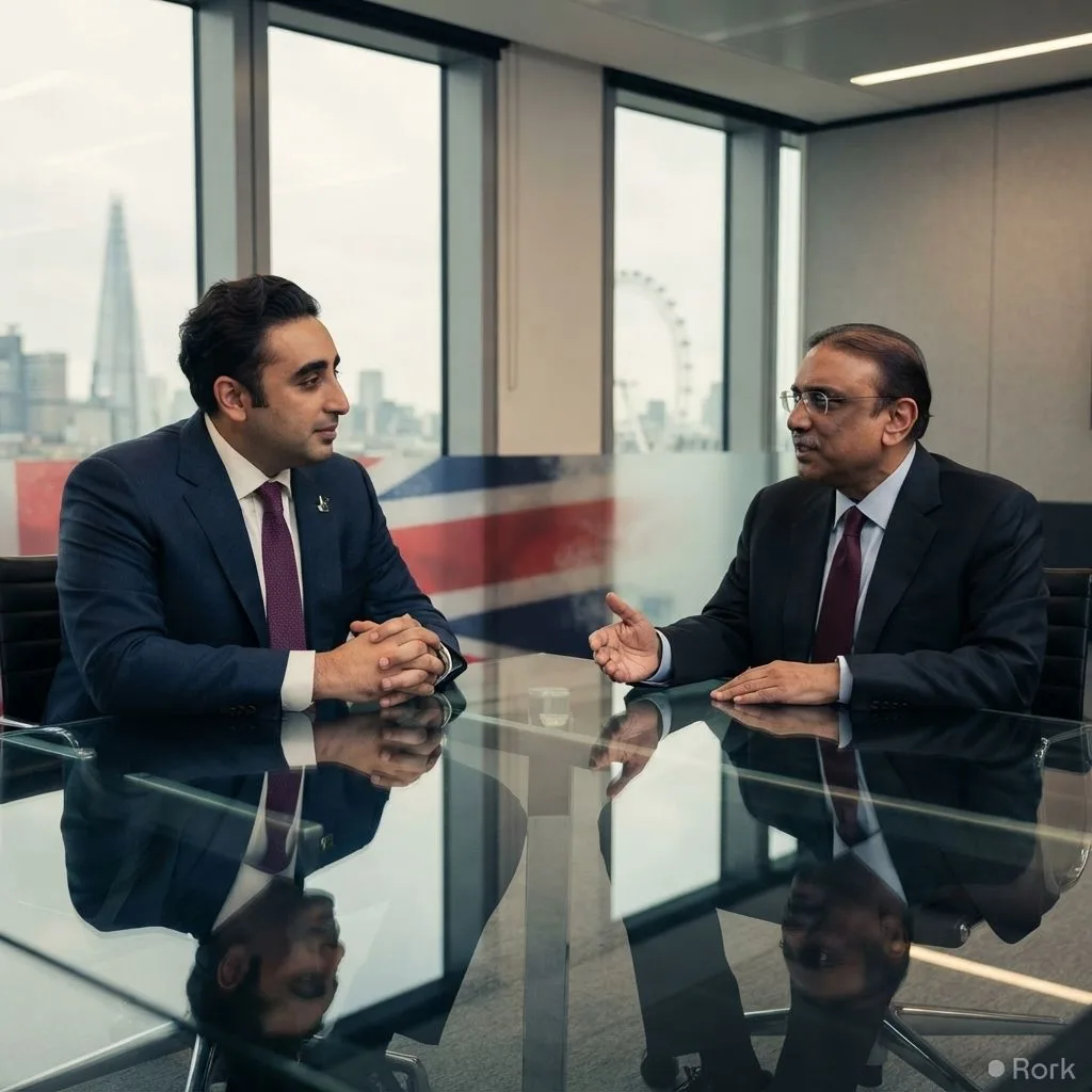 AI-generated illustration: Bilawal Bhutto‑Zardari and Asif Ali Zardari reject any division of Sindh after five‑hour London talks