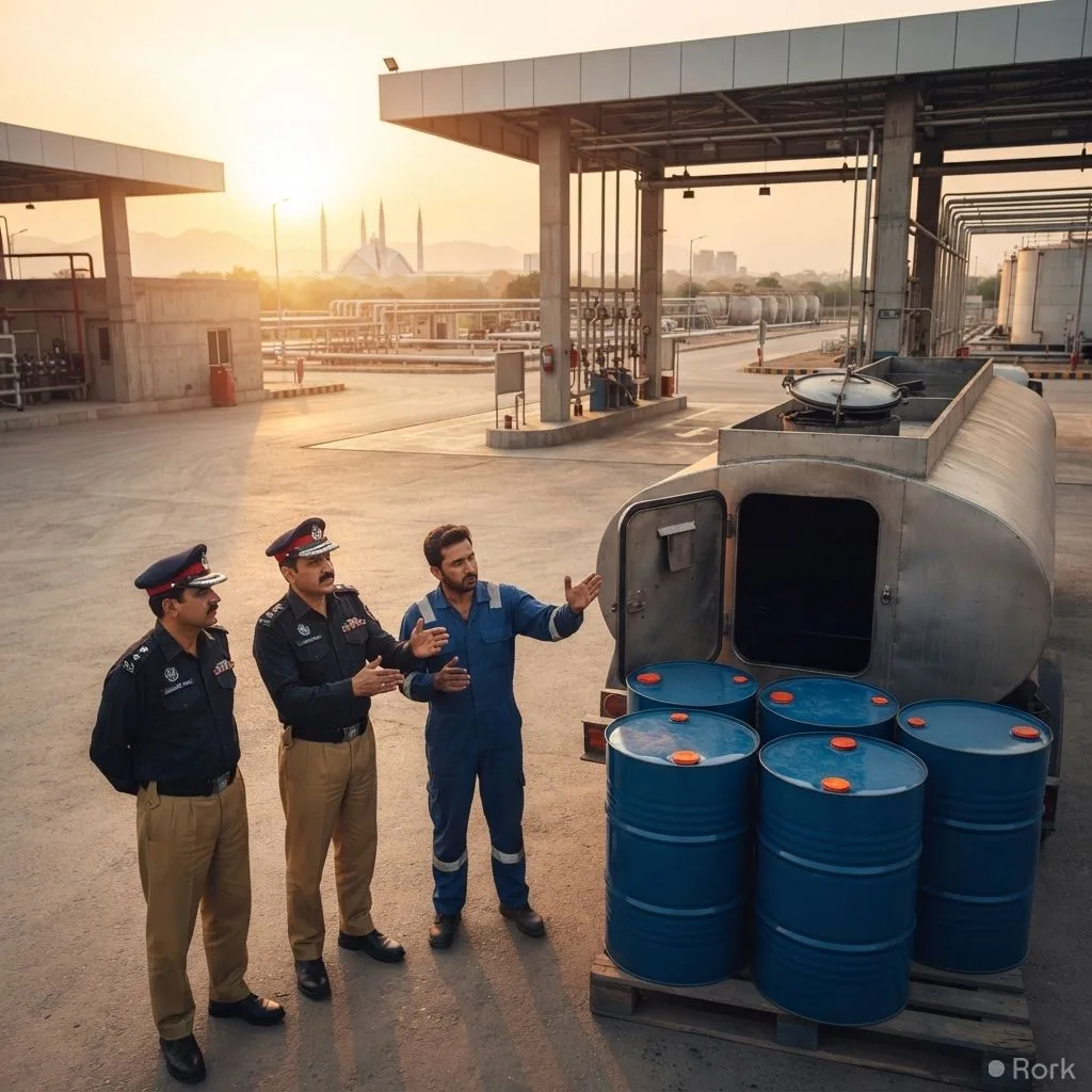 AI-generated illustration: PSO and Islamabad Police Foil Diesel Theft, Seize 1,000 Litres of Fuel
