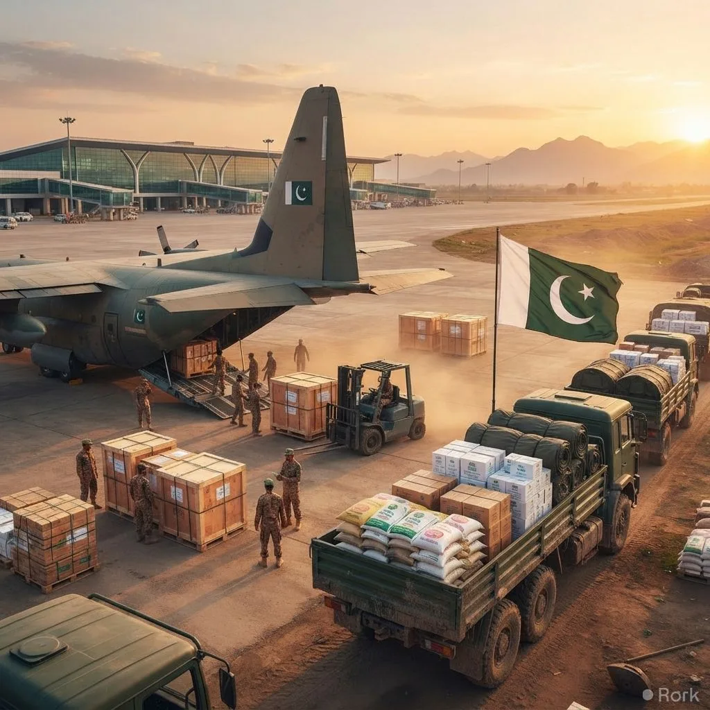 AI-generated illustration: Pakistan dispatches 100 tonnes of humanitarian aid to disaster‑hit Nepal