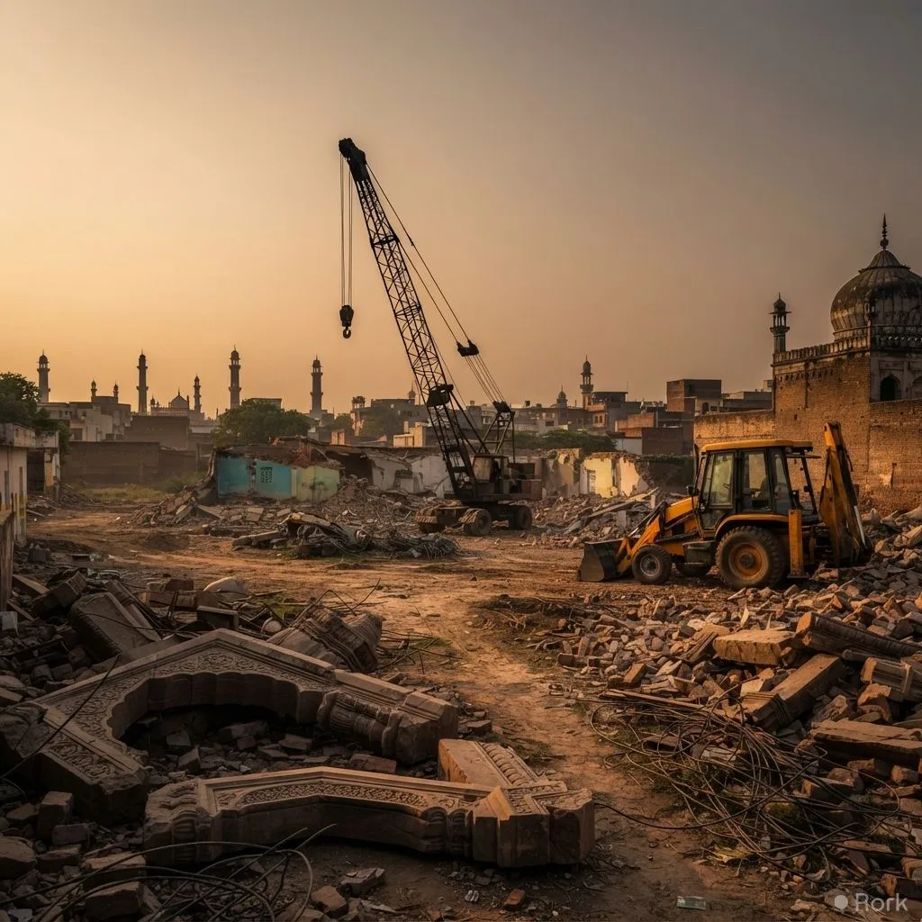 AI-generated illustration: Pakistan condemns demolition of 150-year-old mosque in Saharanpur, India