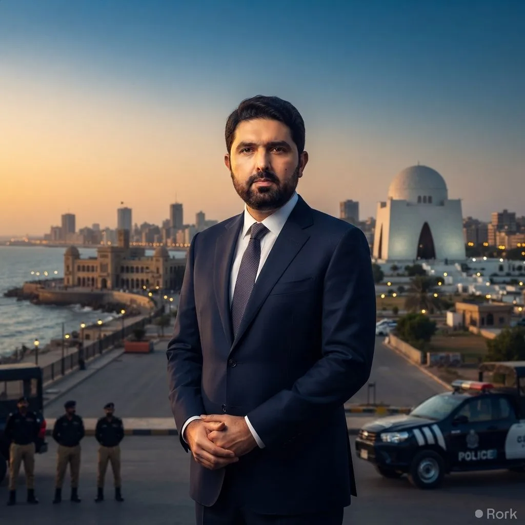 AI-generated illustration: Khyber Pakhtunkhwa CM Sohail Afridi vows to travel to Karachi despite Sindh government's hurdles
