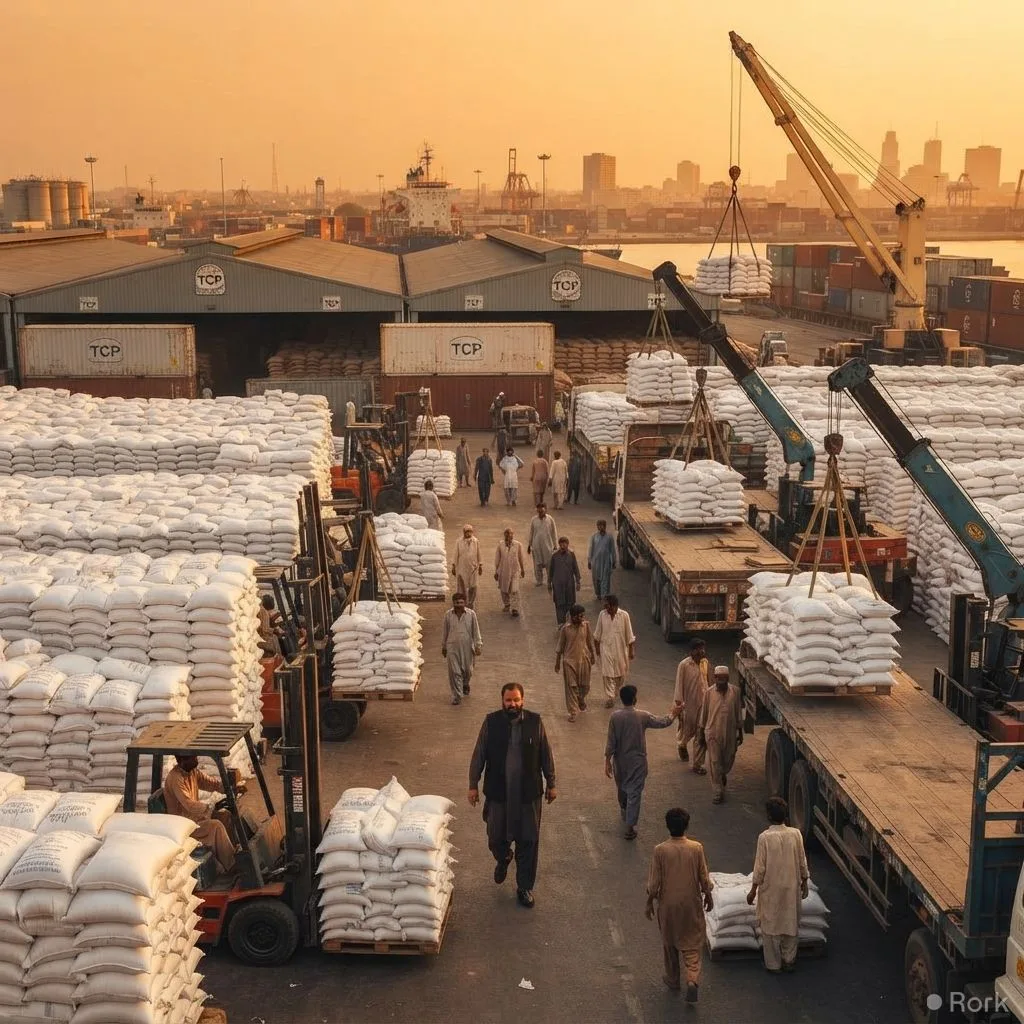 AI-generated illustration: Pakistan's Trading Corp to Export 107,739 tonnes of Imported Sugar Worth Rs 50 billion