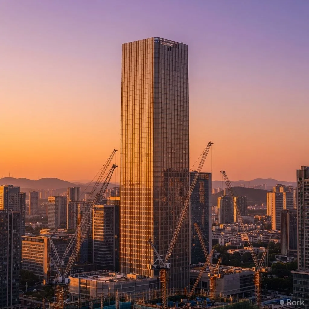 AI-generated illustration: China completes 57‑storey Mini Sky City skyscraper in Changsha in just 19 days