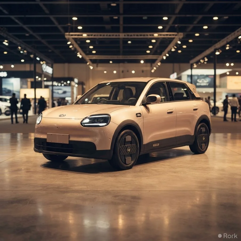 AI-generated illustration: Chery Master Pakistan to unveil 400km‑range Chery Q electric car at PAPS 2026 on September 18