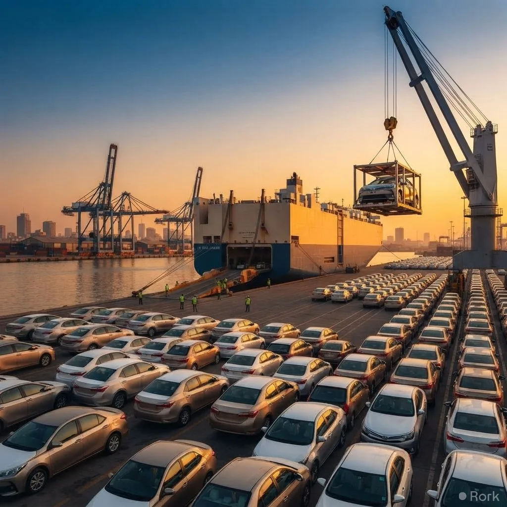 AI-generated illustration: Pakistan to export first 100 locally built cars to Bangladesh, targeting 5,800 units over four years