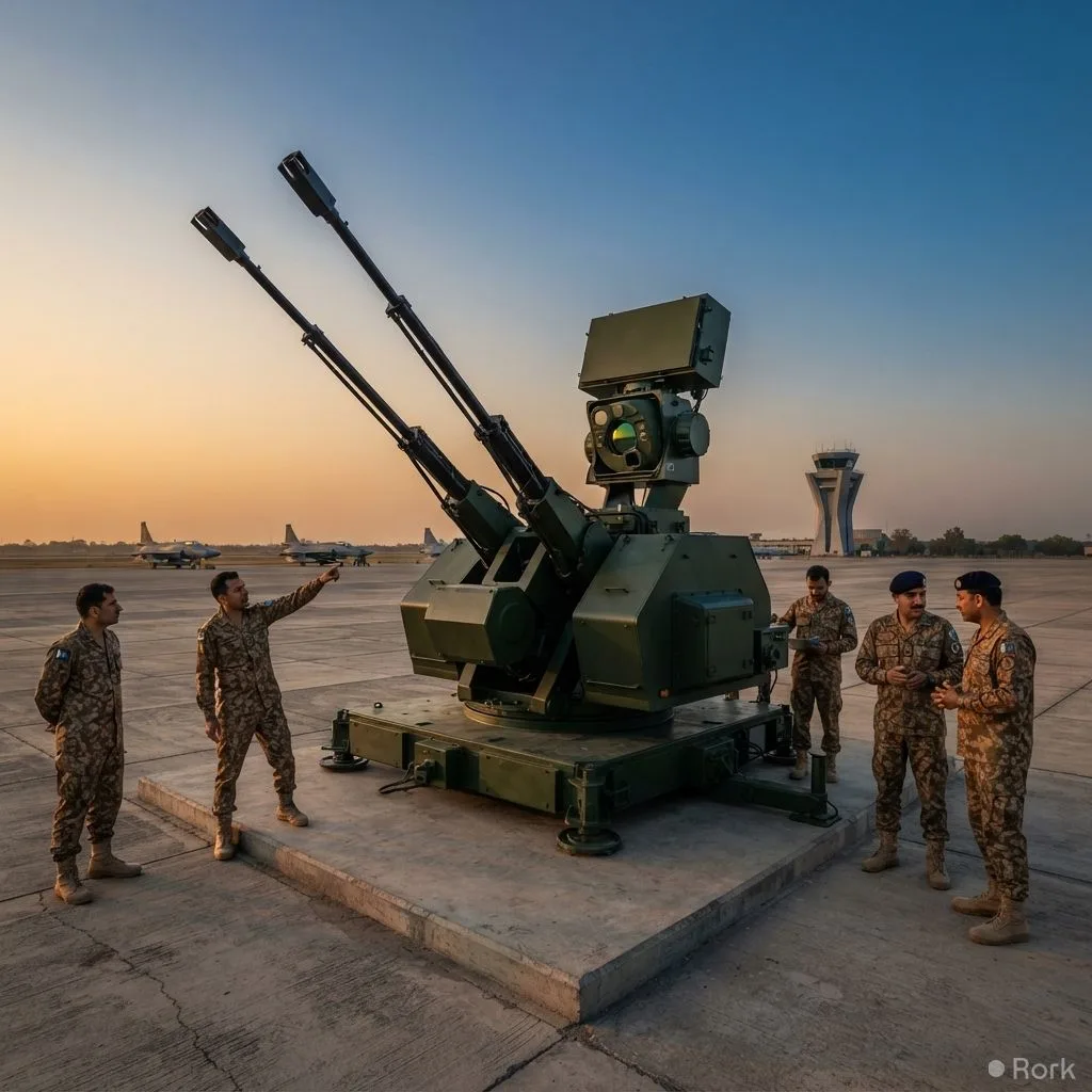 AI-generated illustration: Pakistan Air Force Showcases Turkey’s KORKUT 35mm System Capable of Neutralizing Cruise Missiles and Drones