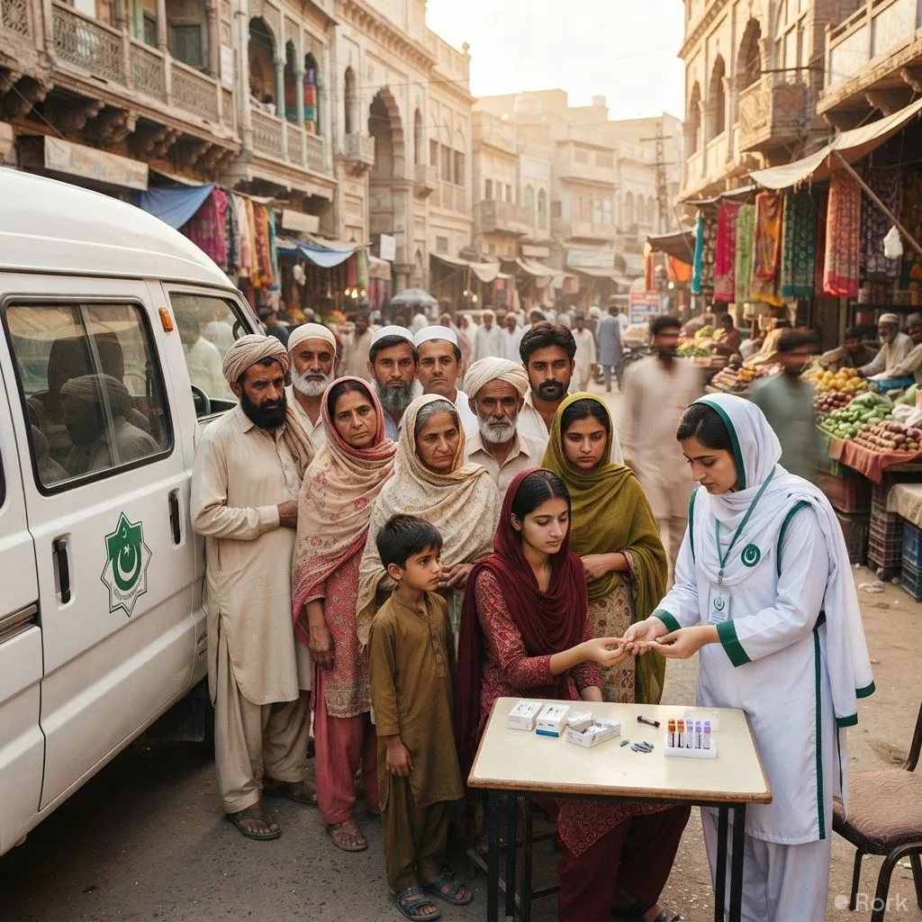 AI-generated illustration: Pakistan launches free hepatitis C screening for over 160 million people aged 12+ nationwide