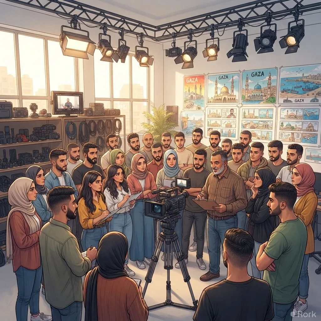 AI-generated illustration: Gaza Cinema Academy Launches International Program to Train 30 Palestinian Youth Filmmakers