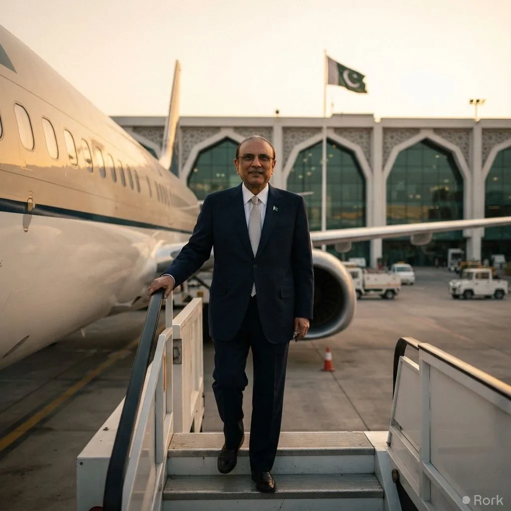 AI-generated illustration: President Asif Ali Zardari Returns to Pakistan After Private London Visit, Reports Good Health