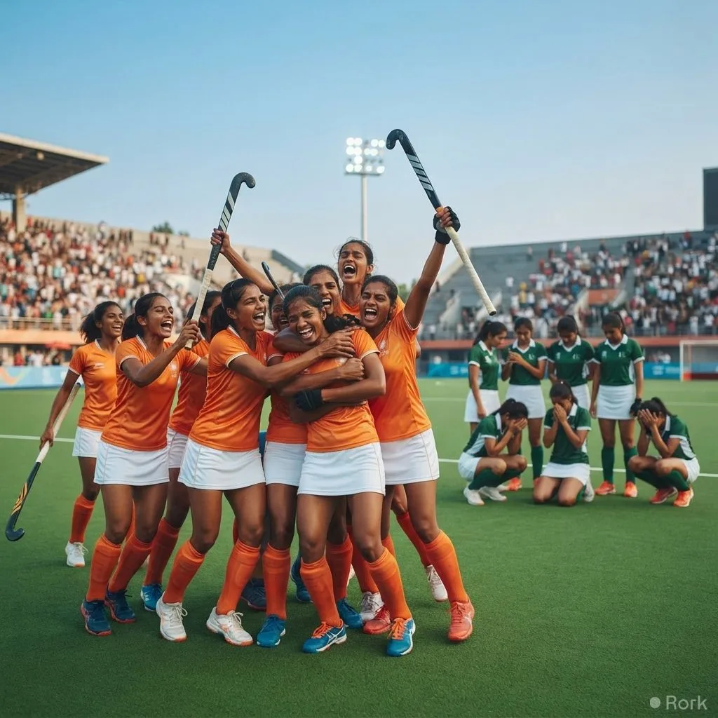 AI-generated illustration: Pakistan Women’s Junior Hockey Team Suffers 19-0 Defeat to India in Asia Cup Quarter‑Final