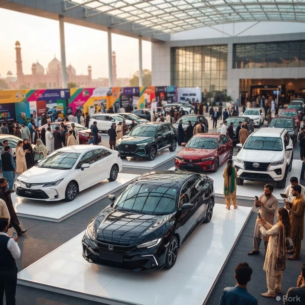 AI-generated illustration: Pakistan Auto Show 2026 Opens Sept 18 at Lahore Expo Centre for Three-Day Exhibition