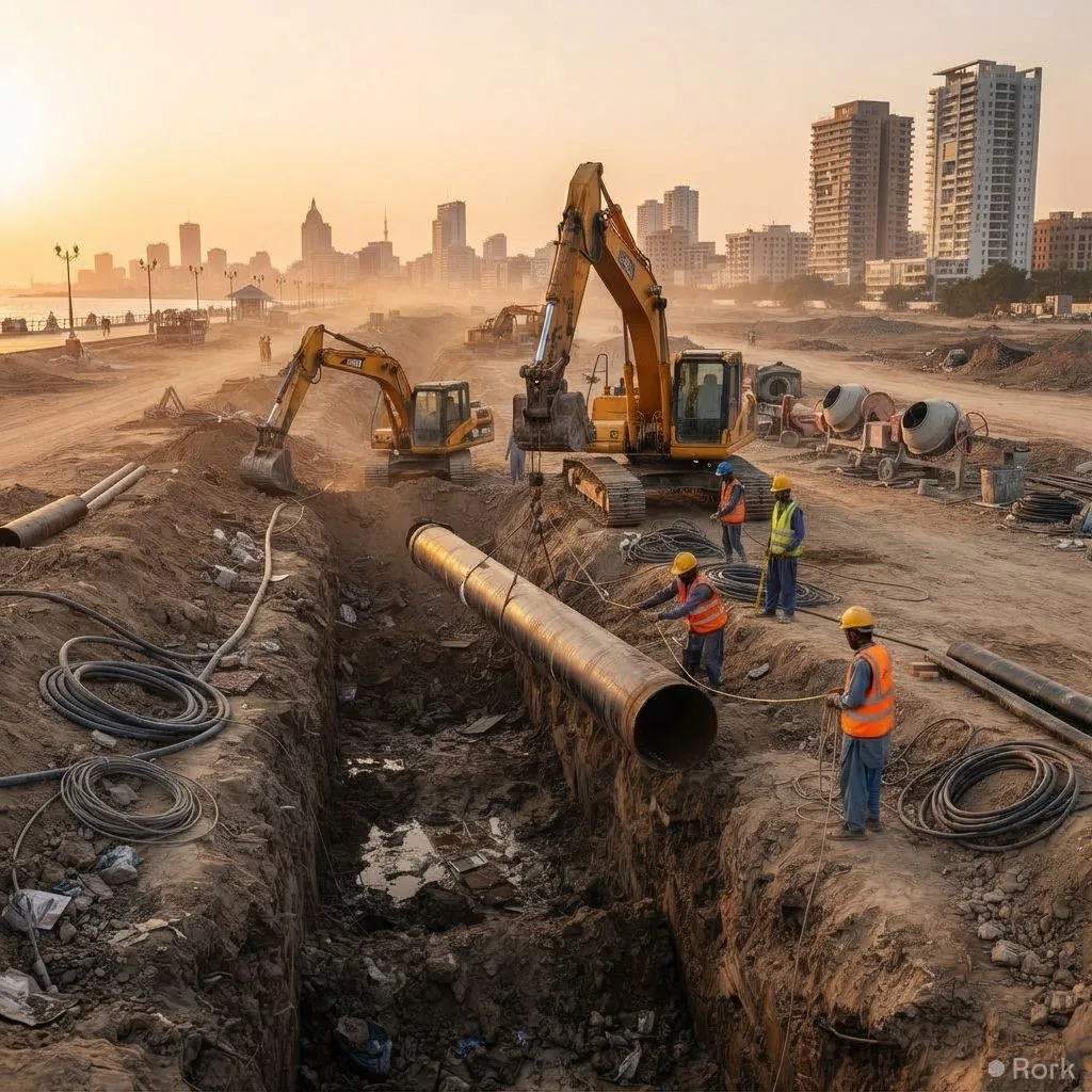 AI-generated illustration: KW&SC and FWO Sign Rs 14.2 billion Deal to Build Dedicated Water Pipeline for DHA and Clifton in Karachi