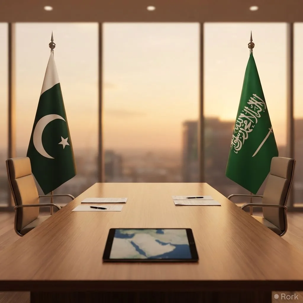 AI-generated illustration: Pakistan PM Shehbaz Sharif and Saudi Crown Prince Mohammed bin Salman Agree to Meet Amid Rising Regional Tensions