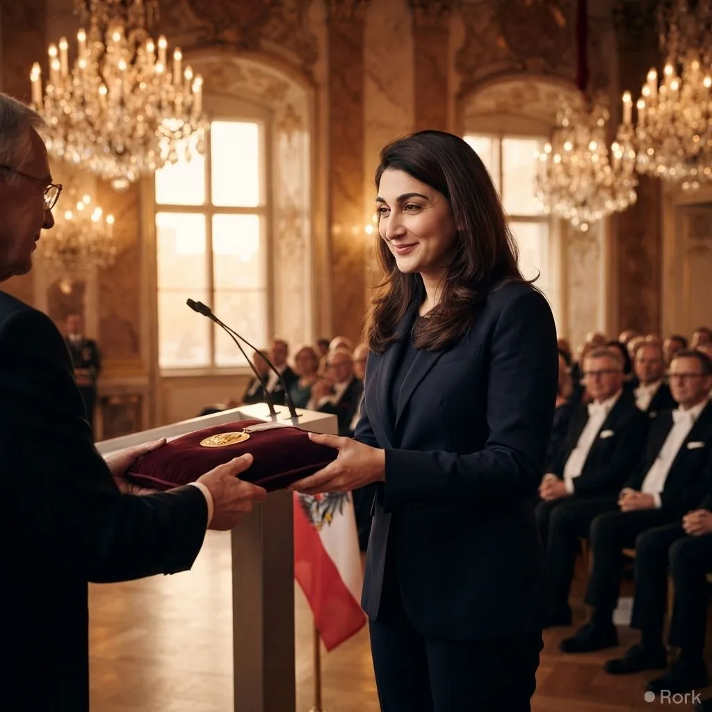 AI-generated illustration: Justice Ayesha Malik Receives International Lifetime Award at Vienna's Justitia Awards 2026