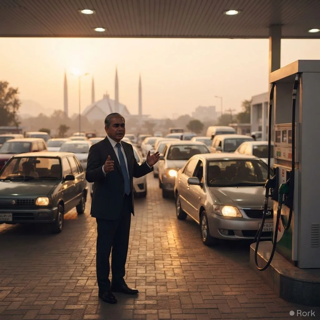 AI-generated illustration: Interior Minister Mohsin Naqvi warns Pakistan may face severe fuel shortages as petrol unlikely to stay at Rs1,000 per l