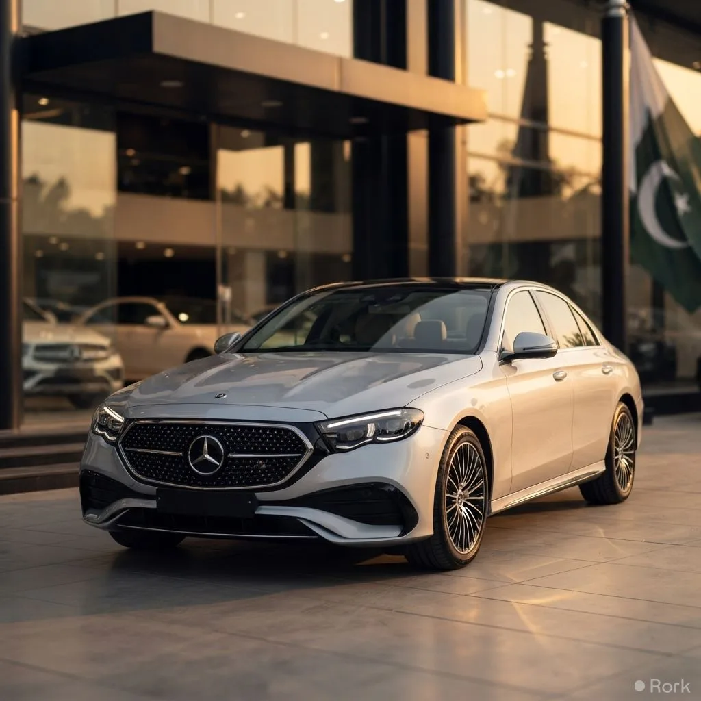 AI-generated illustration: Mercedes‑Benz launches the E 200 sedan in Pakistan with a price tag of Rs 57.96 million