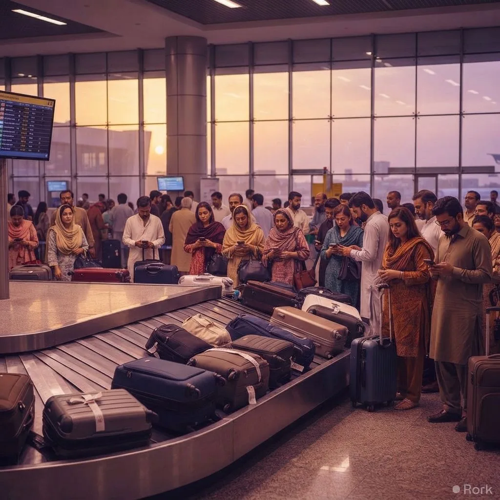 AI-generated illustration: Pakistan Airports Authority fines eight airlines Rs 1.62 million for poor passenger services and delayed baggage
