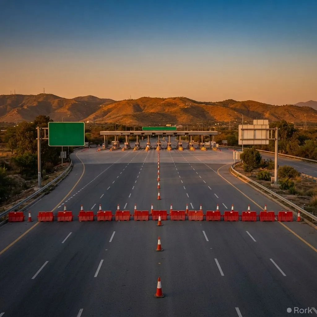 AI-generated illustration: Government orders closure of M-1 motorway between Islamabad Toll Plaza and Chachh Interchange from tomorrow evening