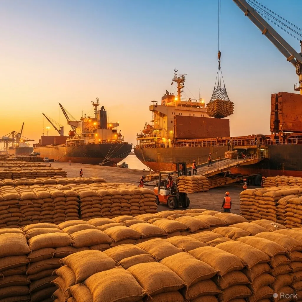 AI-generated illustration: Pakistan's rice exports hit a record 655,000 tonnes in Jan‑Feb, earnings jump 25% to $392 million