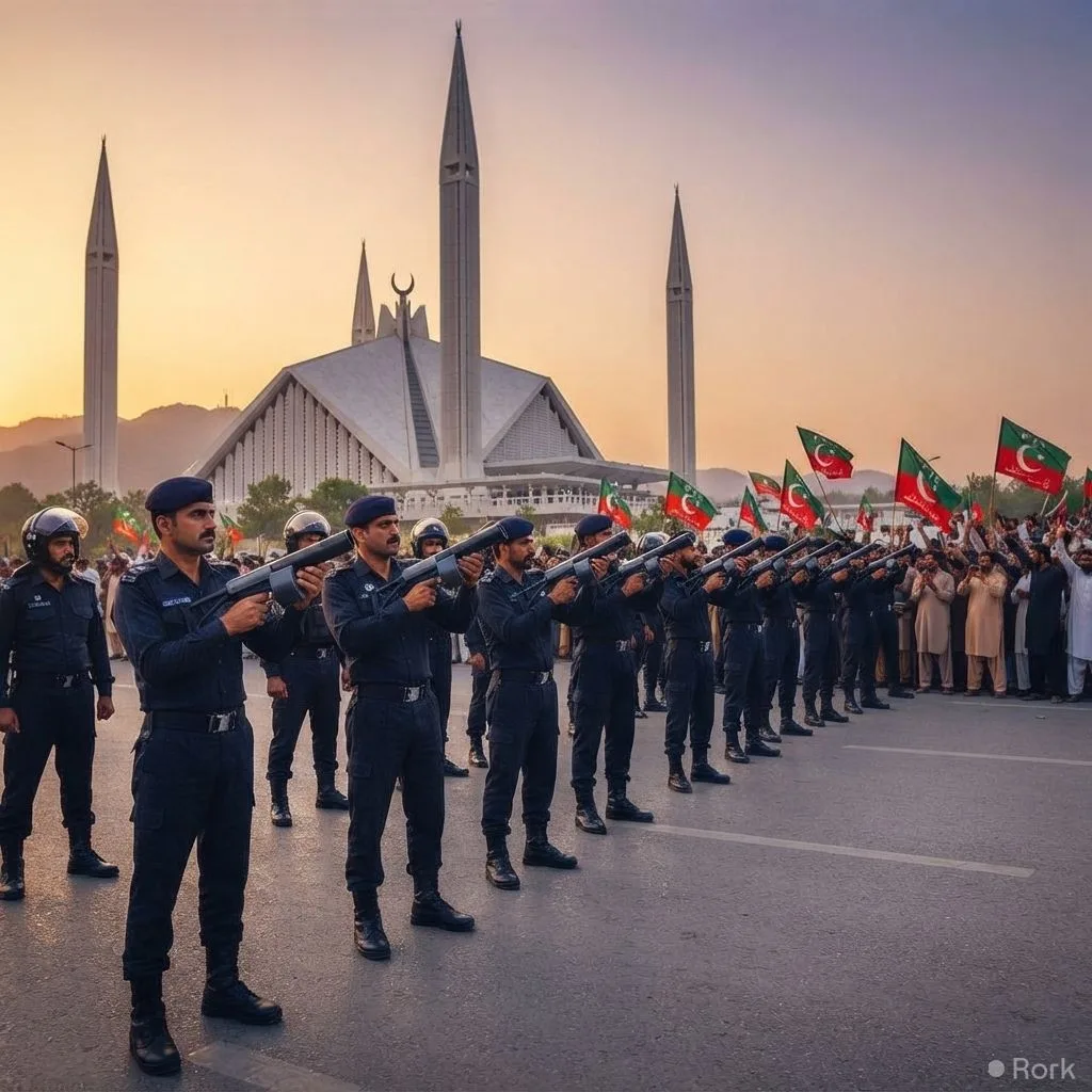 AI-generated illustration: Islamabad Police Deploy Net Launchers Ahead of PTI’s Planned Capital March