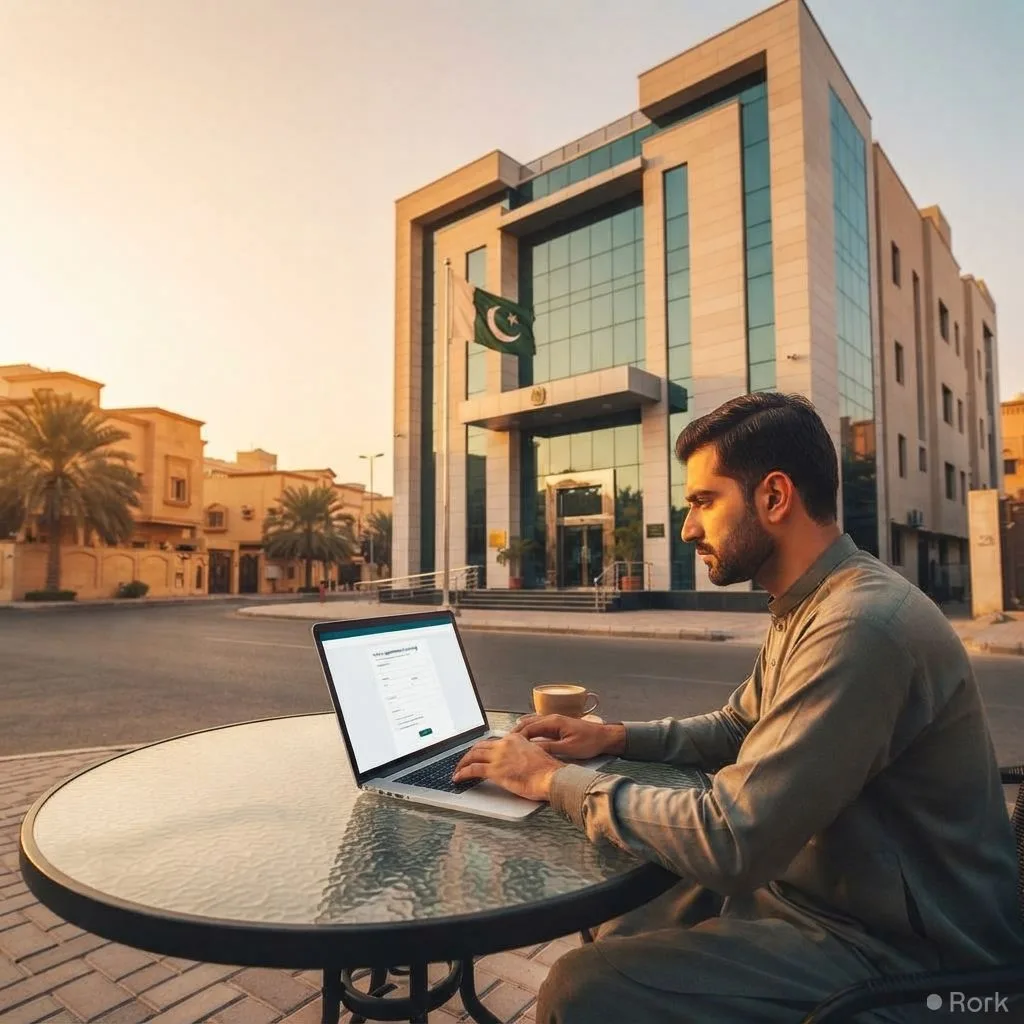 AI-generated illustration: Pakistan Consulate in Jeddah Launches Online Booking System for NADRA and Passport Services