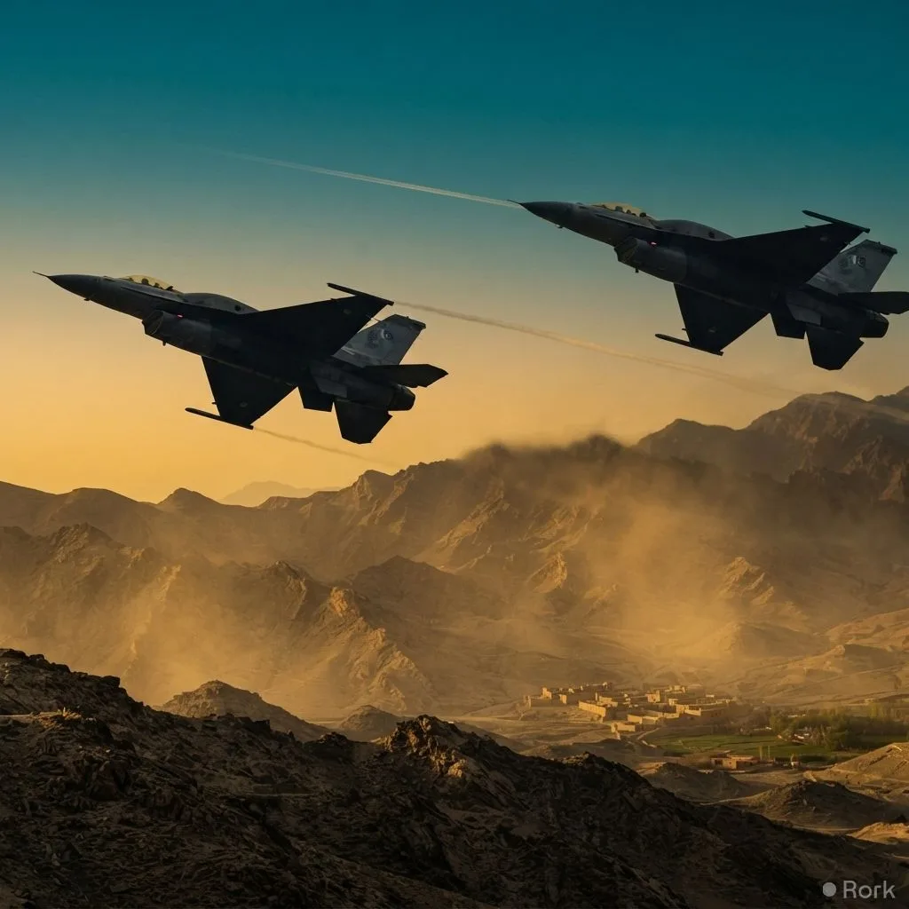 AI-generated illustration: Pakistan strikes 10 Afghan sites in retaliation for Taliban drone intrusion, minister says