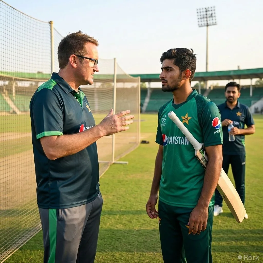 AI-generated illustration: Coach Mike Hesson Pushes Sahibzada Farhan to Replace Salman Ali Agha as Pakistan T20I Captain