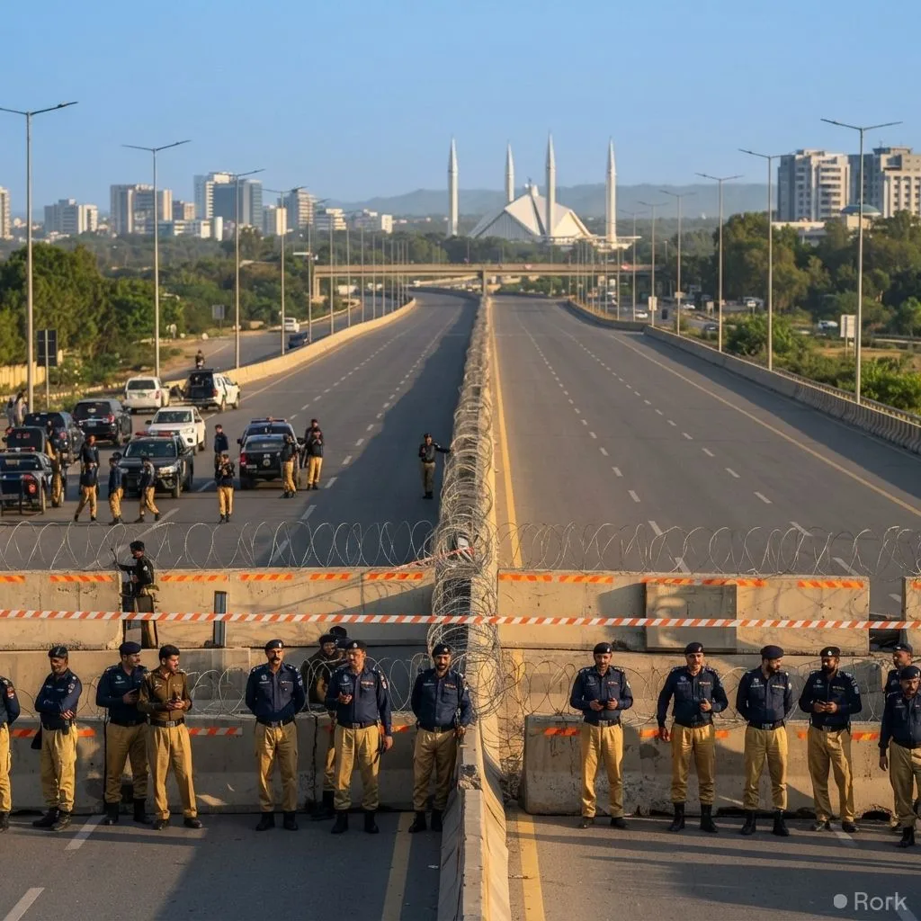 AI-generated illustration: Authorities close major highways in Islamabad and Punjab ahead of PTI's September 27 march