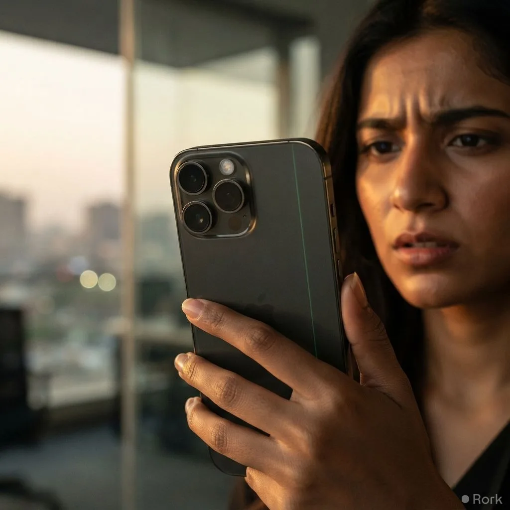 AI-generated illustration: iPhone 18 Pro users report Face ID failures and circulating fake green‑line display images
