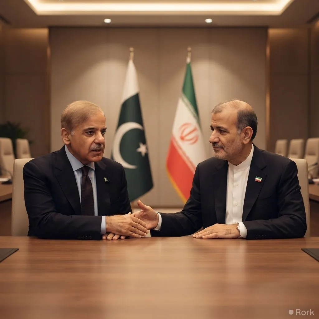 AI-generated illustration: PM Shehbaz Sharif urges Iran's Pezeshkian to exercise restraint and de‑escalate tensions