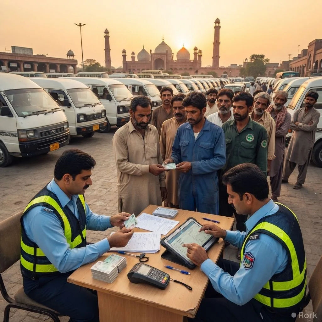 AI-generated illustration: Lahore to Verify Commercial Drivers' Criminal Records, Banning Those with Convictions from Operating Vehicles