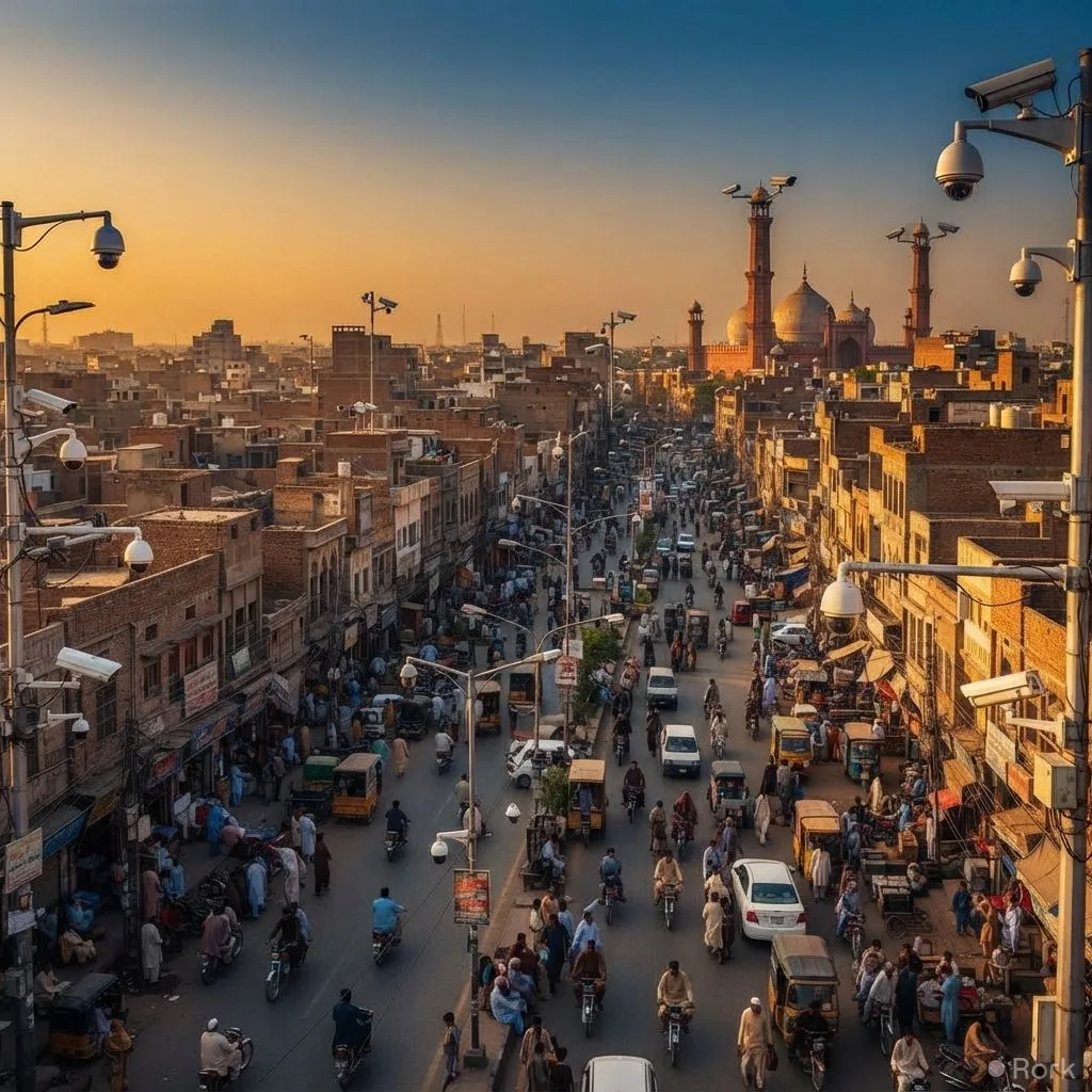 AI-generated illustration: Punjab launches Rs 16 billion Safe City expansion, adding 10,000 cameras in 98 tehsils