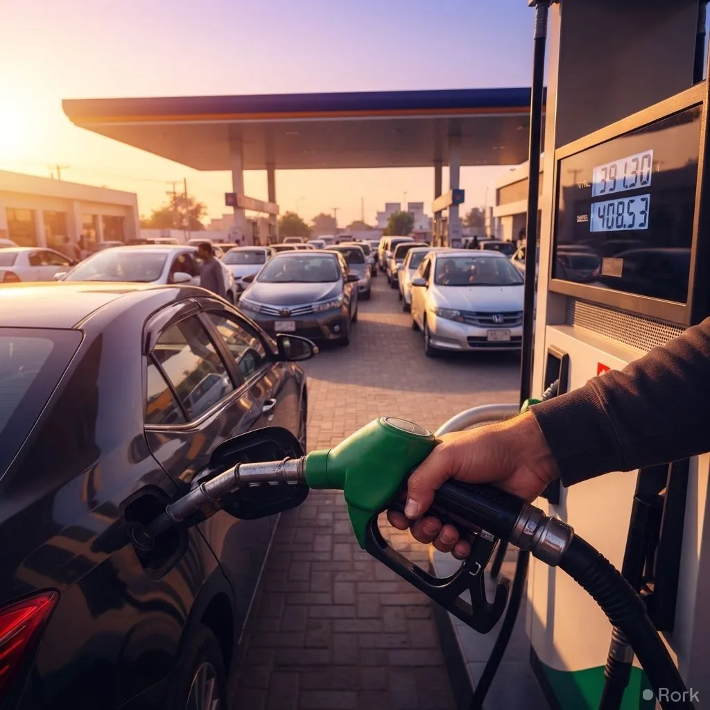 AI-generated illustration: Pakistani government raises petrol price by Rs 2.02/L and cuts diesel by Rs 3.59/L