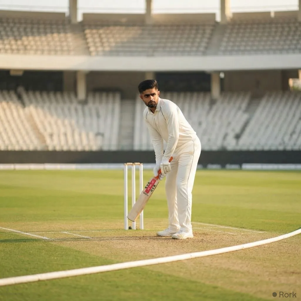 AI-generated illustration: Babar Azam dismissed for 10 and 4 runs in two innings of President’s Trophy Grade I