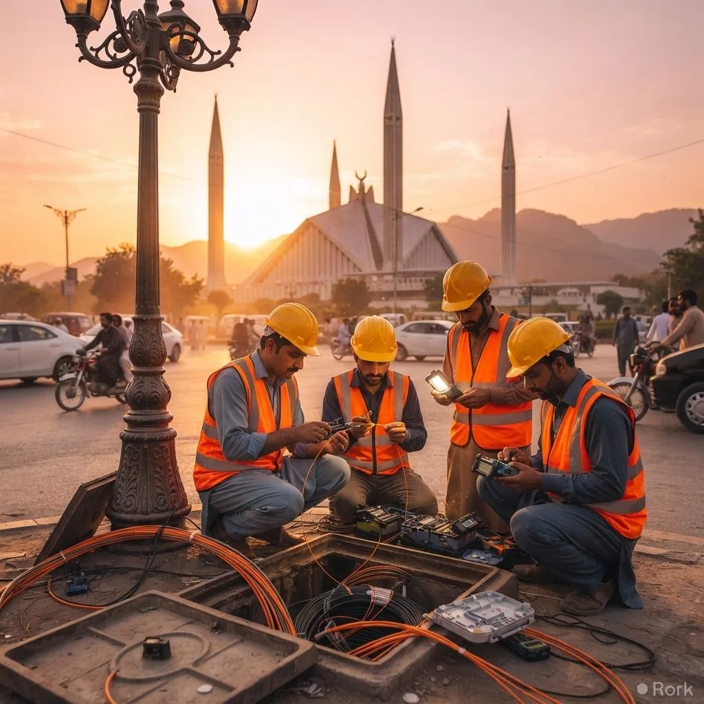 AI-generated illustration: Internet services fully restored in Islamabad and Rawalpindi after fibre cable cut fixed