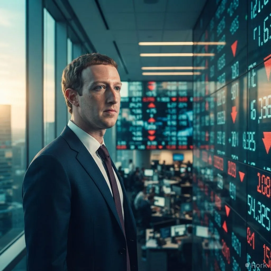 AI-generated illustration: Mark Zuckerberg’s net worth drops by nearly $9 billion after Meta shares tumble on September 25