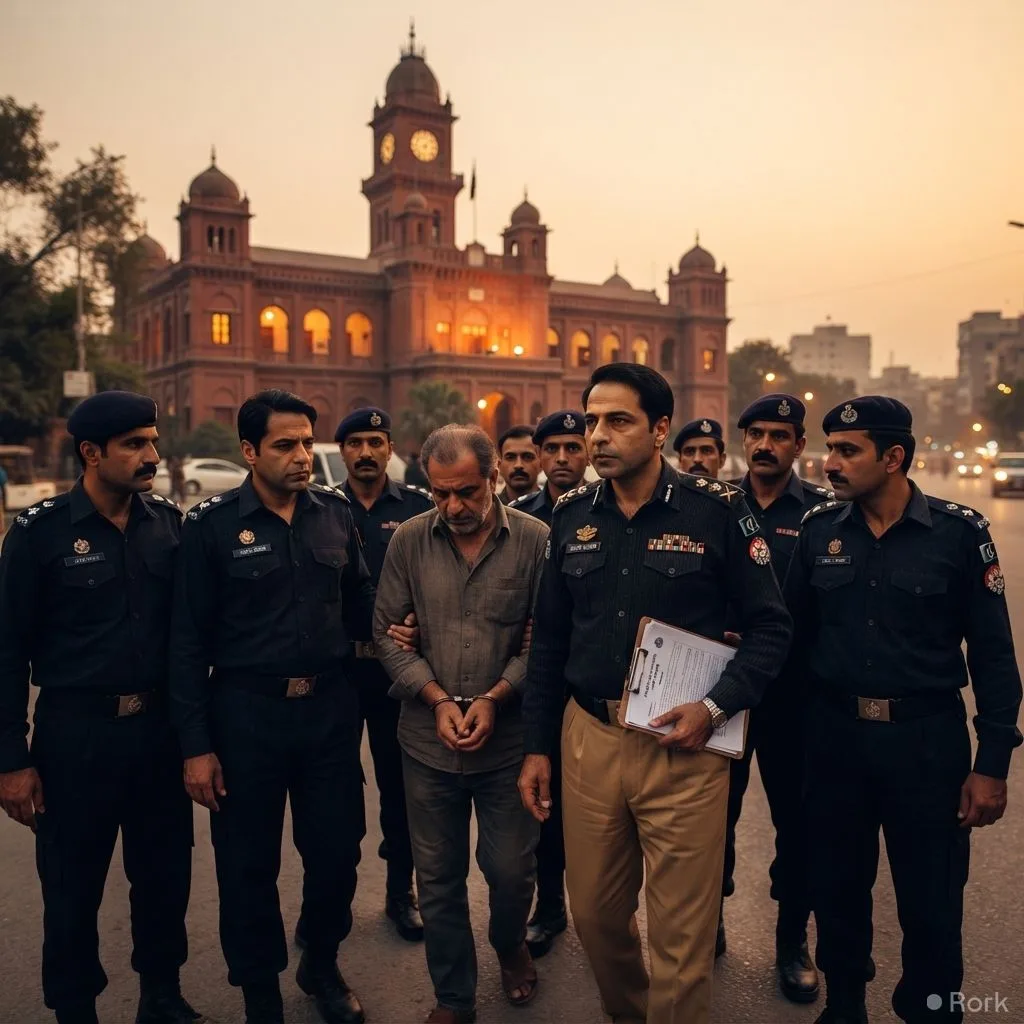 AI-generated illustration: Lahore police arrest PTI supporter accused of training militants for May 9‑style unrest