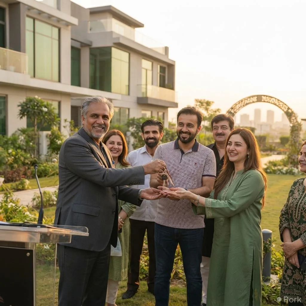AI-generated illustration: Etihad Town Sialkot Hands Over Residential Blocks to Customers Ahead of Schedule
