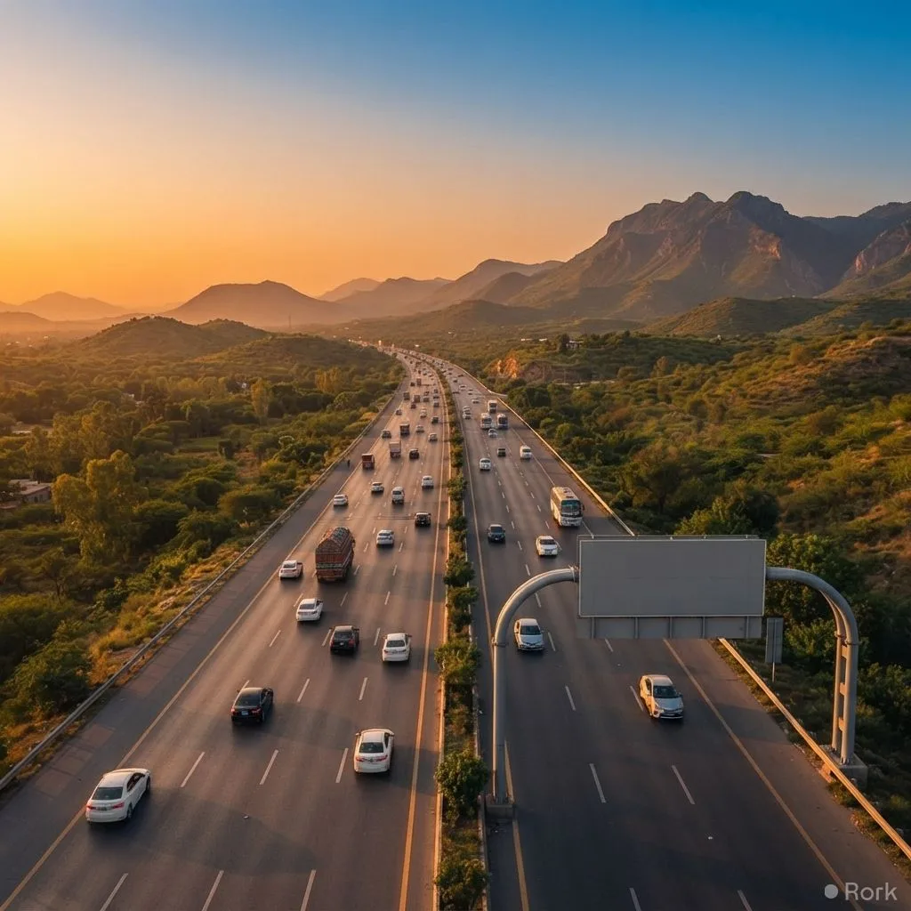 AI-generated illustration: M-1 Motorway Reopens After Five-Day Closure, Restoring Traffic Between Islamabad and Peshawar