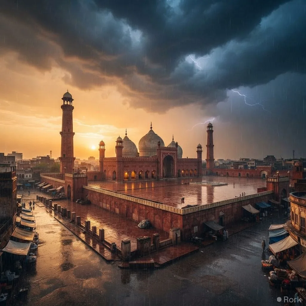 AI-generated illustration: Meteorological Department warns of heavy rain, thunderstorms and hail in Lahore and Punjab within 24 hours