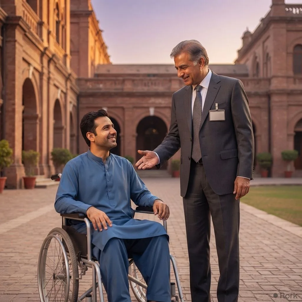 AI-generated illustration: Lahore Deputy Commissioner removes X post after backlash over meeting differently‑abled citizen