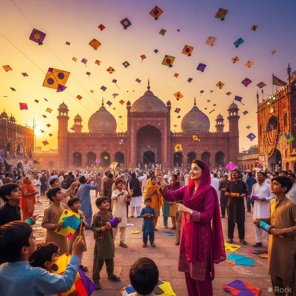 AI-generated illustration: Punjab CM Maryam Nawaz approves 10‑day Basant festival in Lahore from Jan 29 to Feb 7, 2027