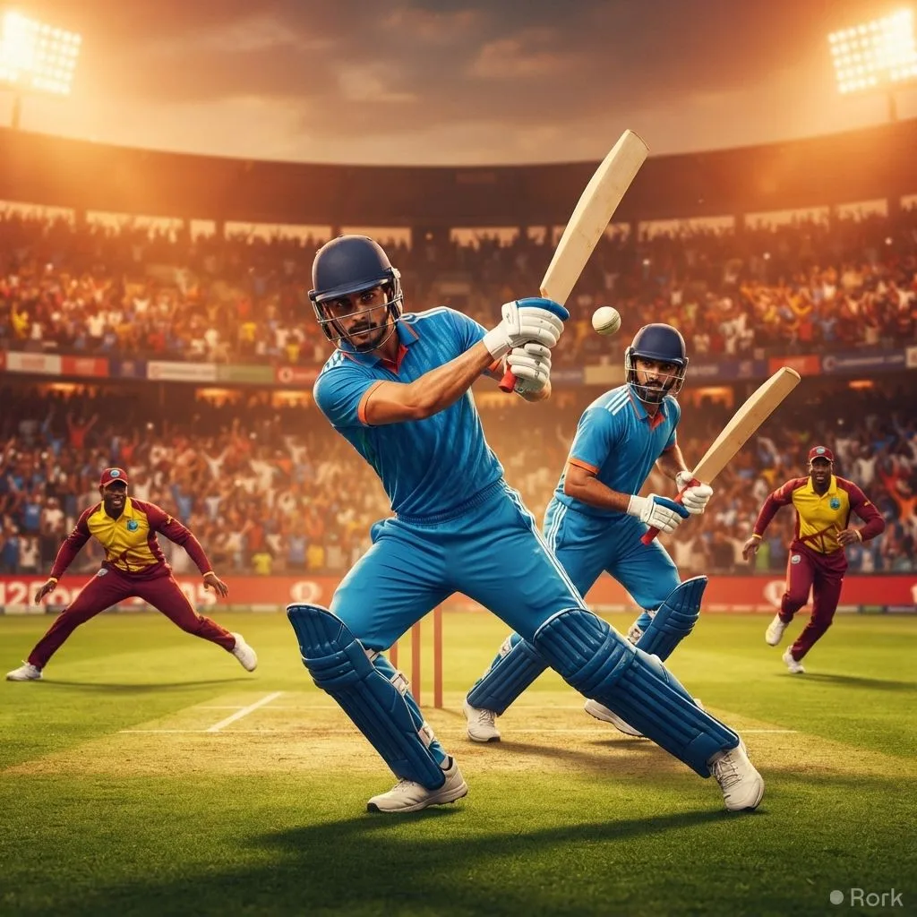 AI-generated illustration: India successfully chases 406 runs against West Indies, marking only the second 400‑plus ODI chase in 20 years