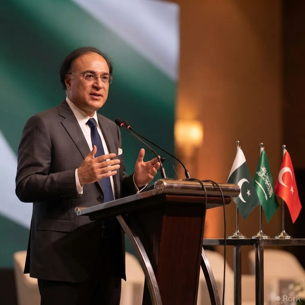 AI-generated illustration: Finance Minister Aurangzeb says Saudi and Turkish firms eye Pakistan's DISCO privatisation after stability gains