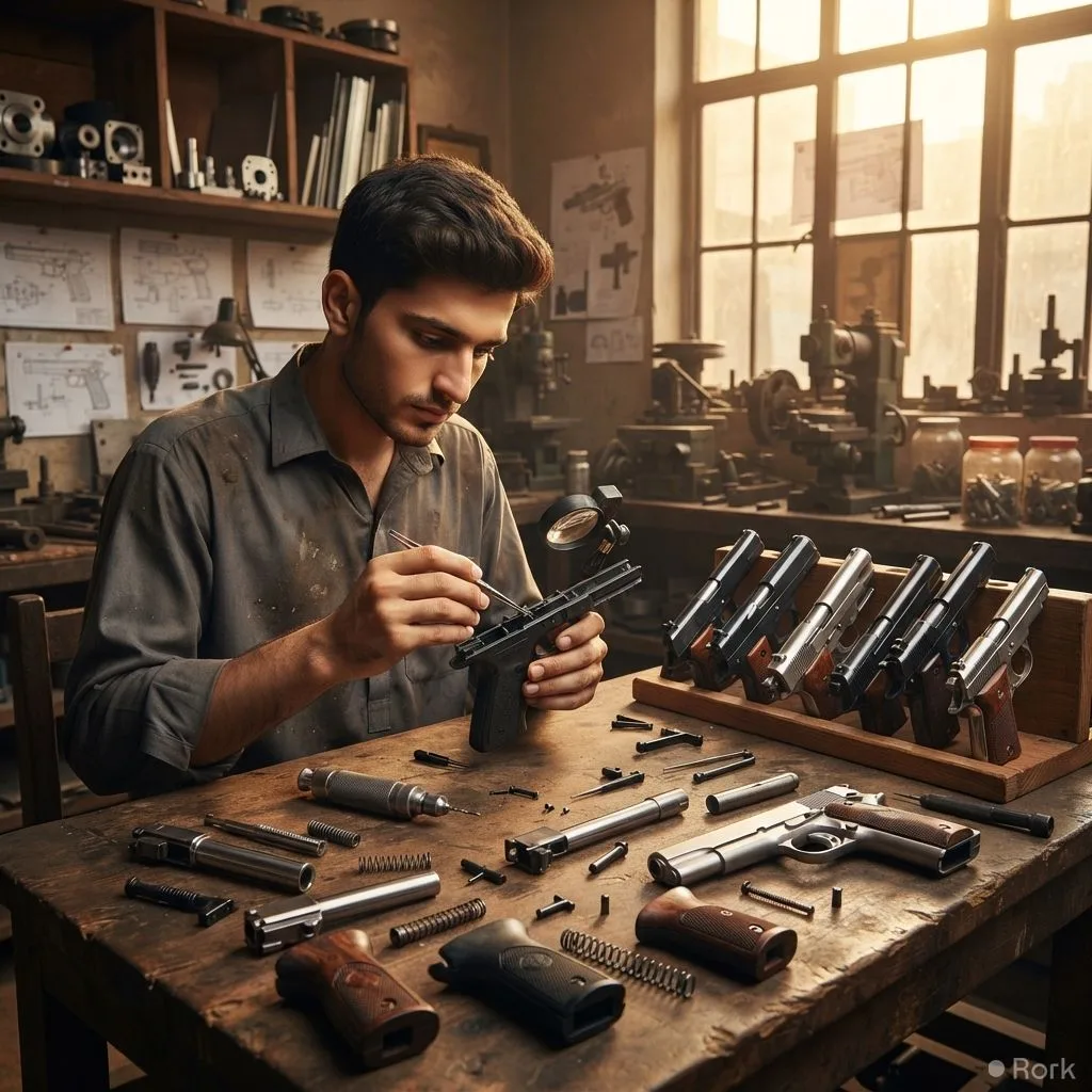 AI-generated illustration: Pakistani Youth Crafts 170 Distinct Pistols, Attracts International Purchase Offers