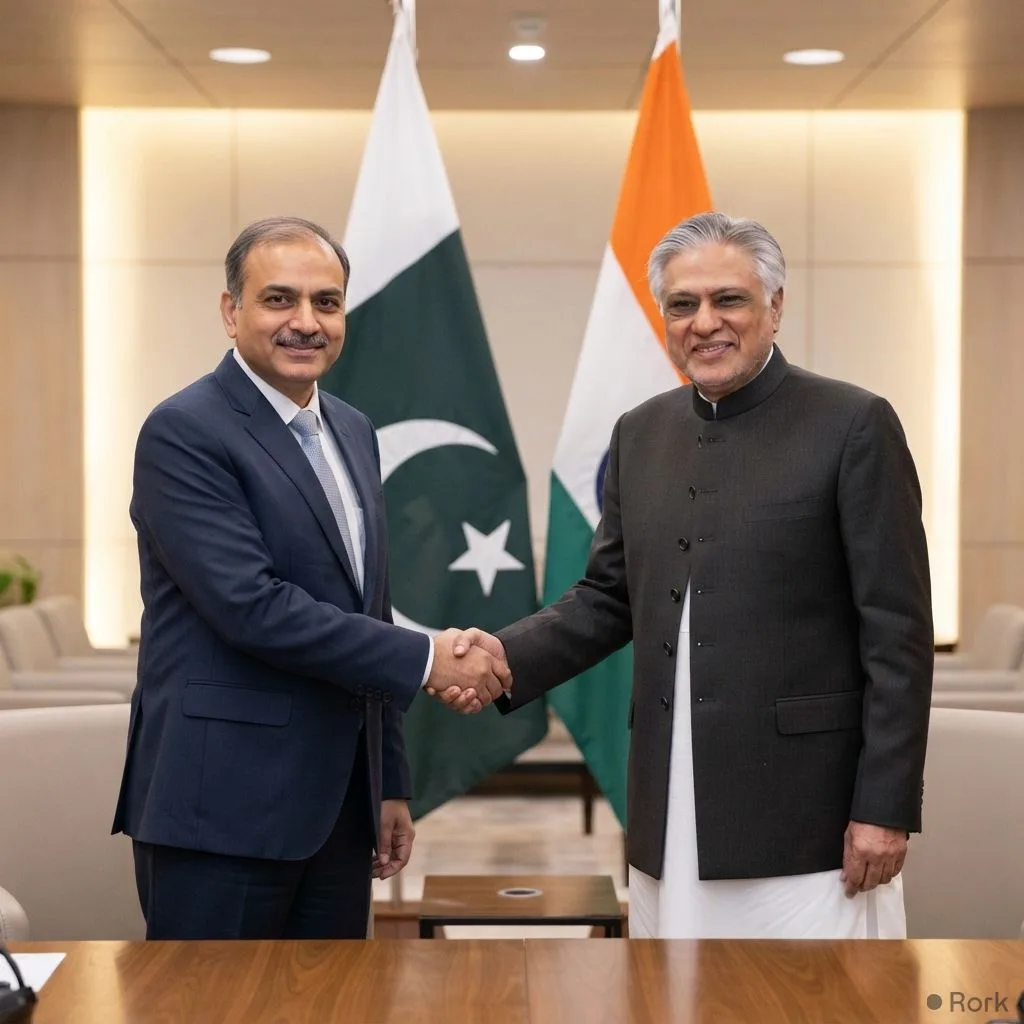 AI-generated illustration: Indian SCO Coordinator Alok Dimri Greets Pakistan Deputy PM Ishaq Dar in Islamabad Amid Bilateral Tensions