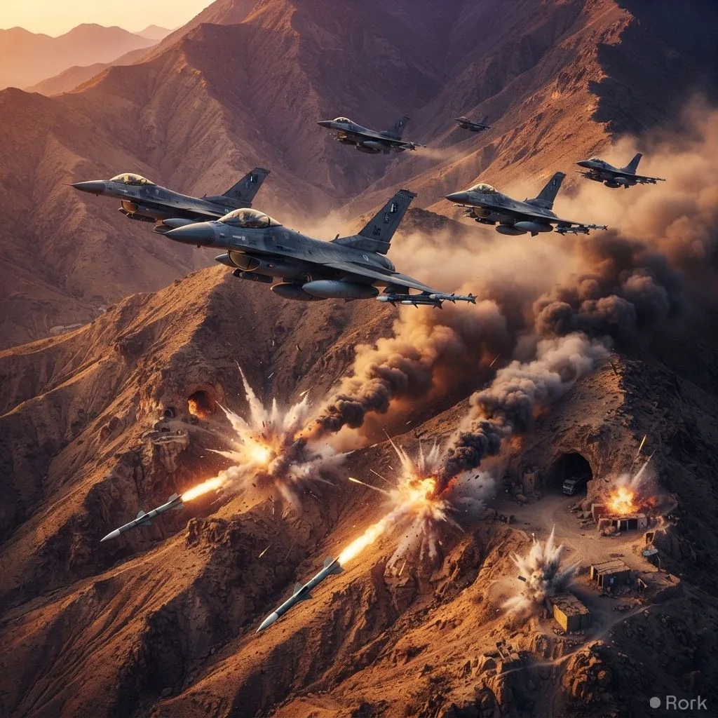AI-generated illustration: Pakistan says air strikes kill at least 22 militants in Afghan terror hideouts