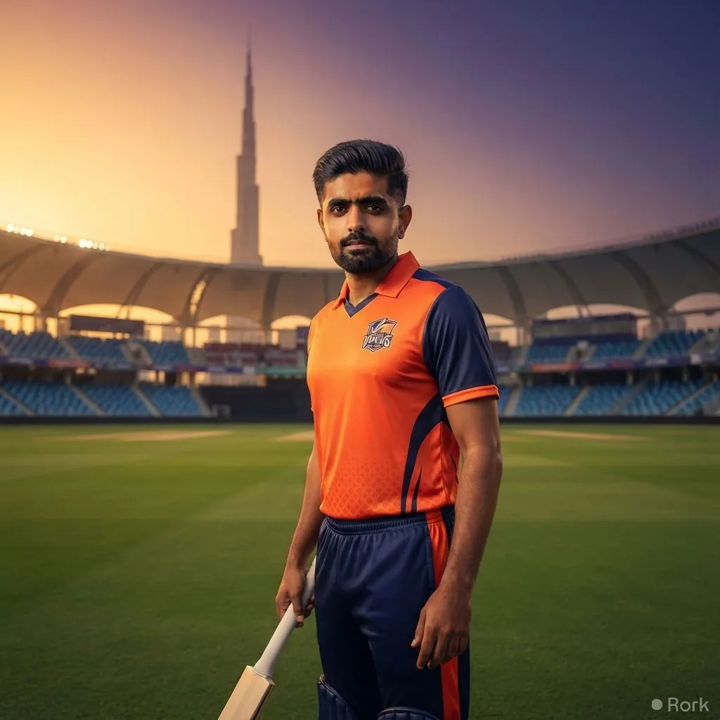 AI-generated illustration: Babar Azam joins Desert Vipers for $80,000 in ILT20 auction