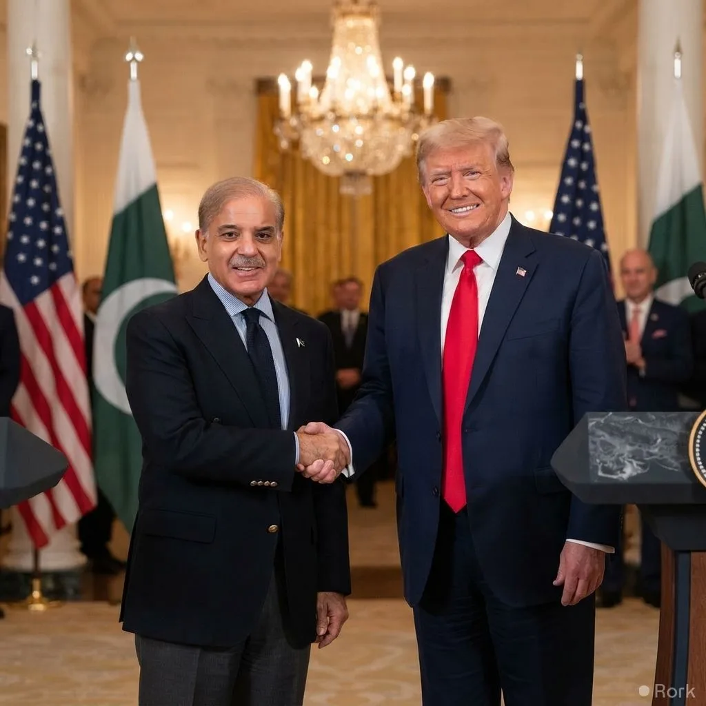 AI-generated illustration: White House releases photos of Pakistan PM Shehbaz Sharif meeting US President Donald Trump at UNGA reception