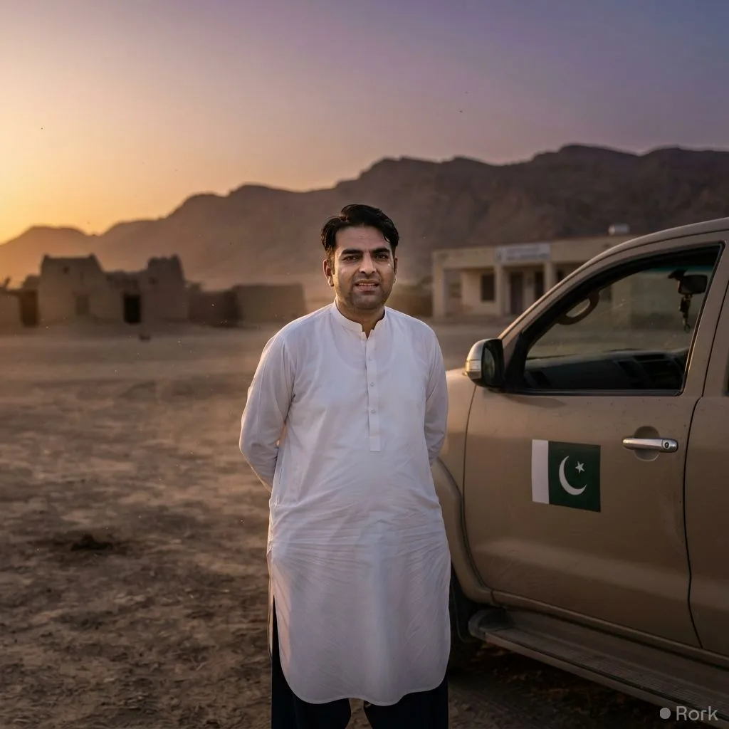 AI-generated illustration: Kharan Deputy Commissioner Munir Ahmed Soomro freed after nearly two weeks of captivity